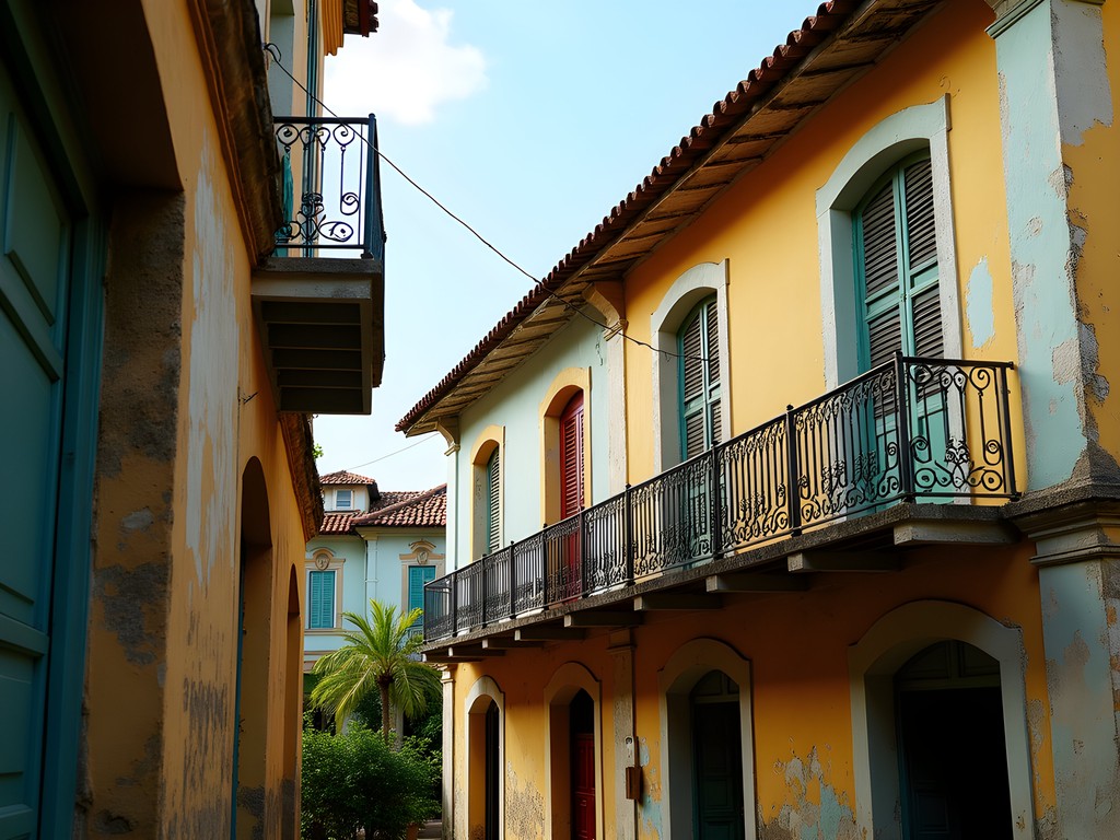 Colonial architectural details in Cayenne's historic district