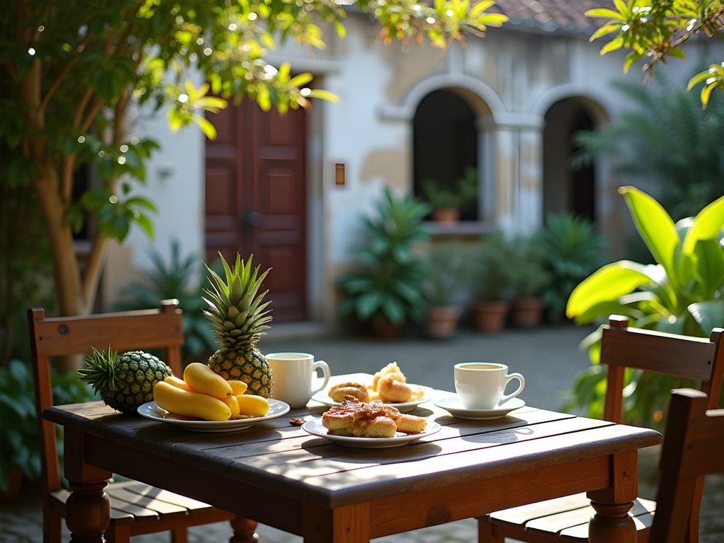 Breakfast at a colonial guesthouse in Cayenne