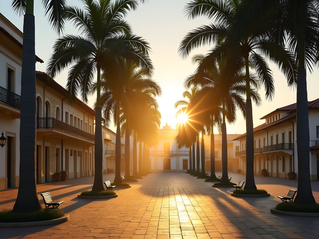 Sunrise meditation at Place des Palmistes in Cayenne