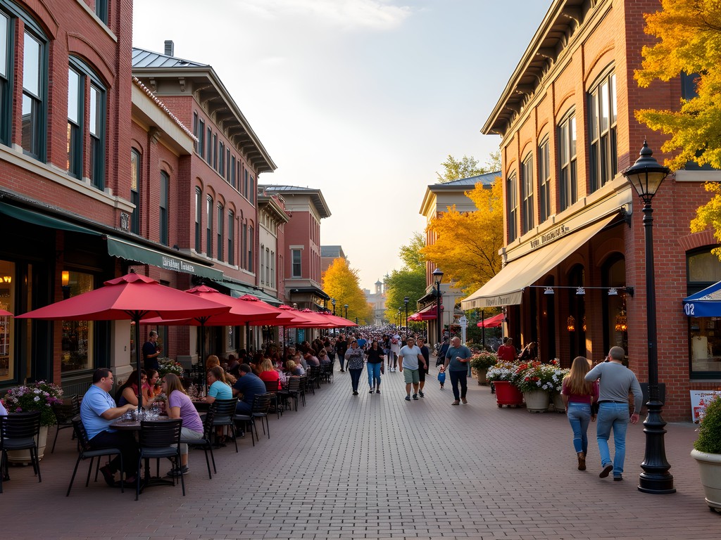 Families exploring the historic NewBo City Market area in Cedar Rapids