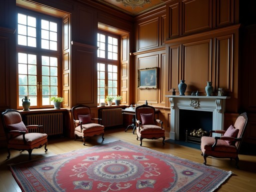 Restored 18th century interior of Cesis New Castle manor house showing Baltic design elements