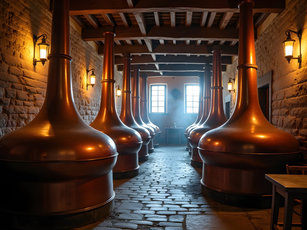Historic copper brewing kettles at Eggenberg Brewery in Cesky Krumlov