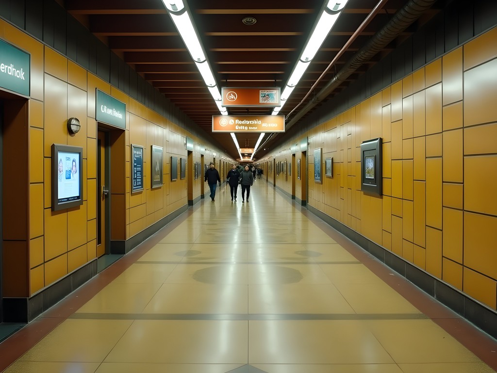 Chicago's underground Pedway system showing illuminated tunnels and vintage architectural details