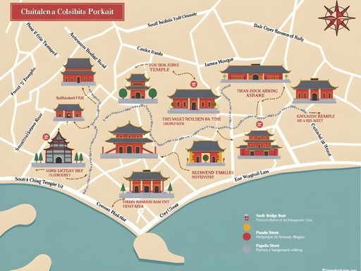 Illustrated map of Singapore's Chinatown showing temple walking route with major religious sites marked