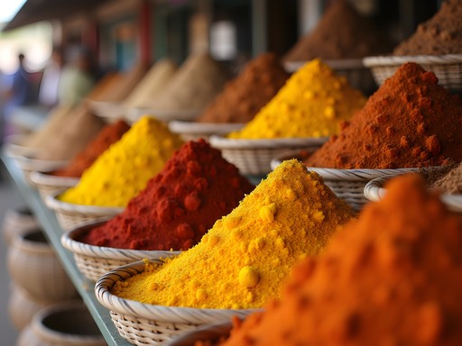 Colorful spice displays at Bab-el-Mandeb Market in Djibouti City