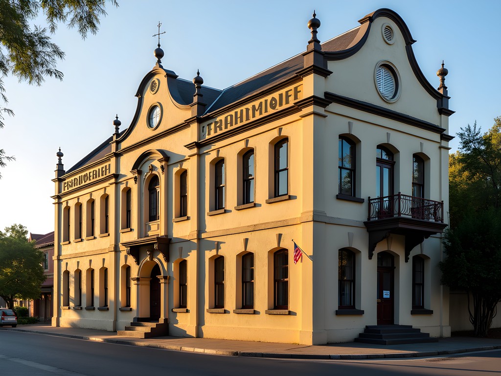 Historic German-influenced building in East London's Panmure district showing distinctive architectural features
