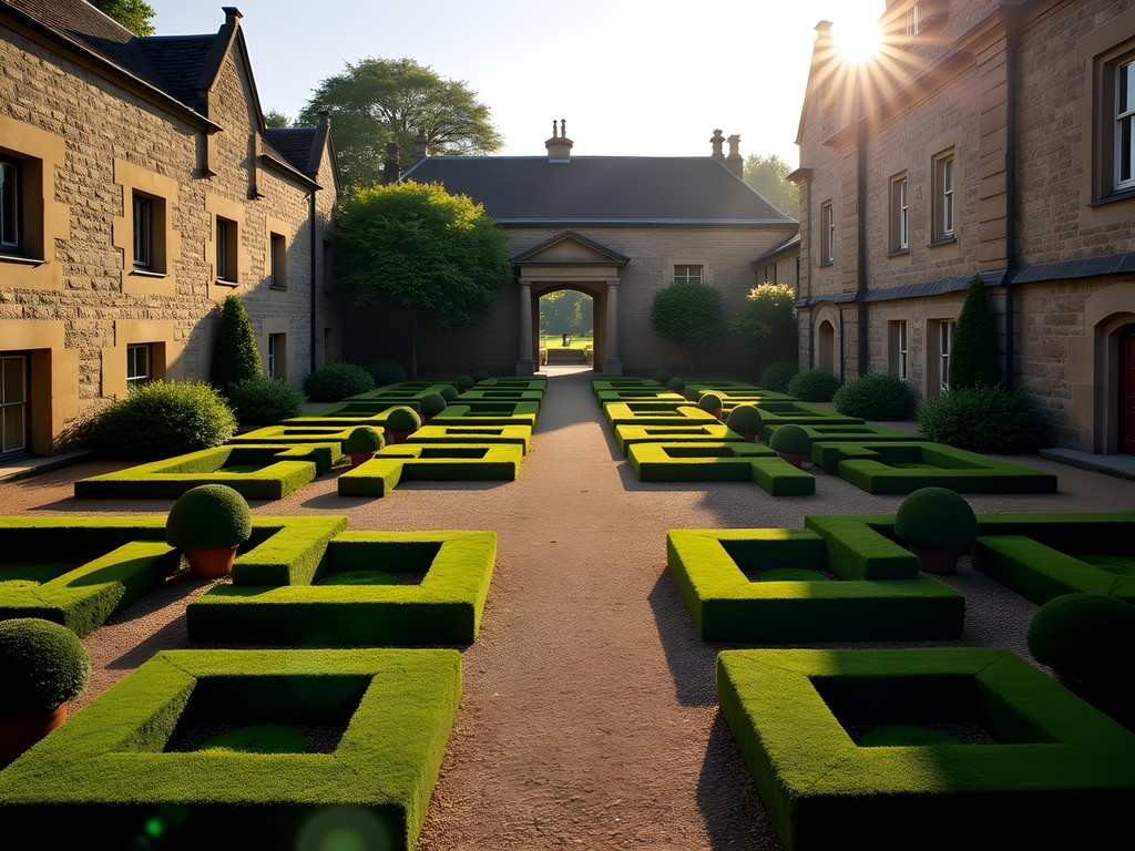 Formal 17th century garden pathways at Dunbar's Close Garden Edinburgh