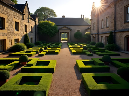 Formal 17th century garden pathways at Dunbar's Close Garden Edinburgh