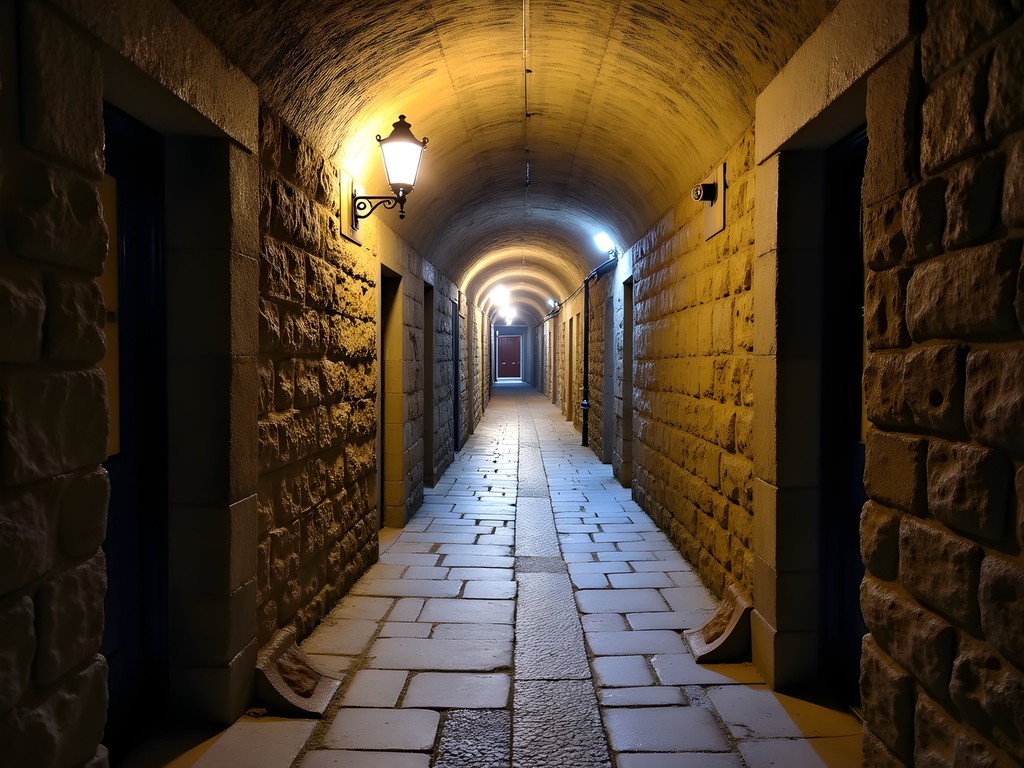 Narrow underground street of Mary King's Close in Edinburgh