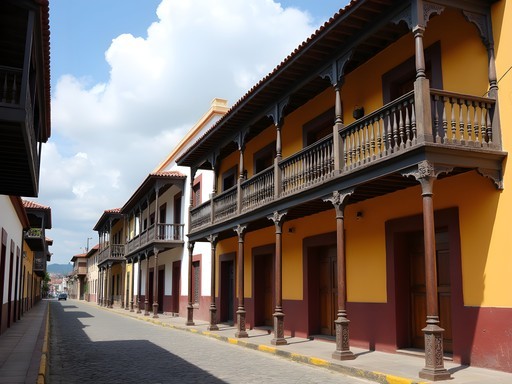 Restored historical buildings in the Urban Architecture Zone of Parque Histórico Guayaquil