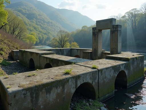 Lesser-known concrete fragments from the Hiroshima Prefectural Industrial Promotion Hall behind the A-Bomb Dome