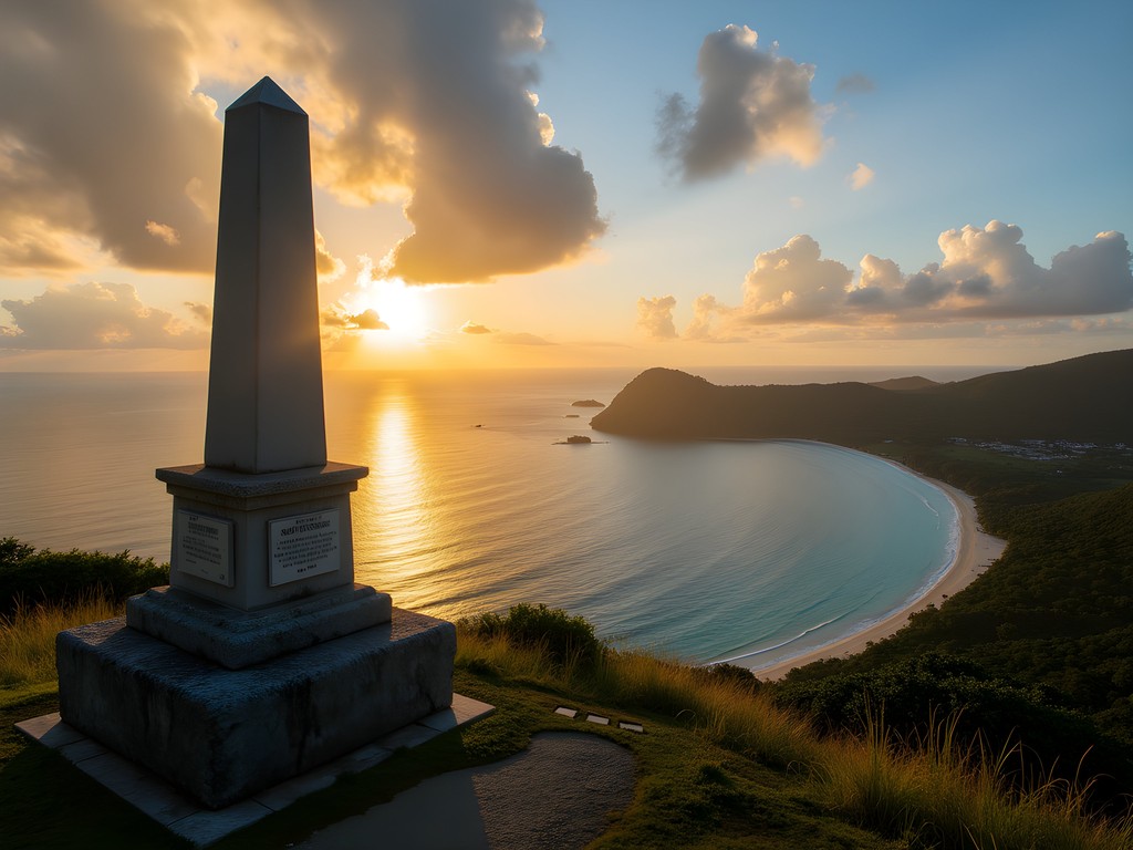 American Memorial overlooking Iron Bottom Sound at sunrise in Honiara