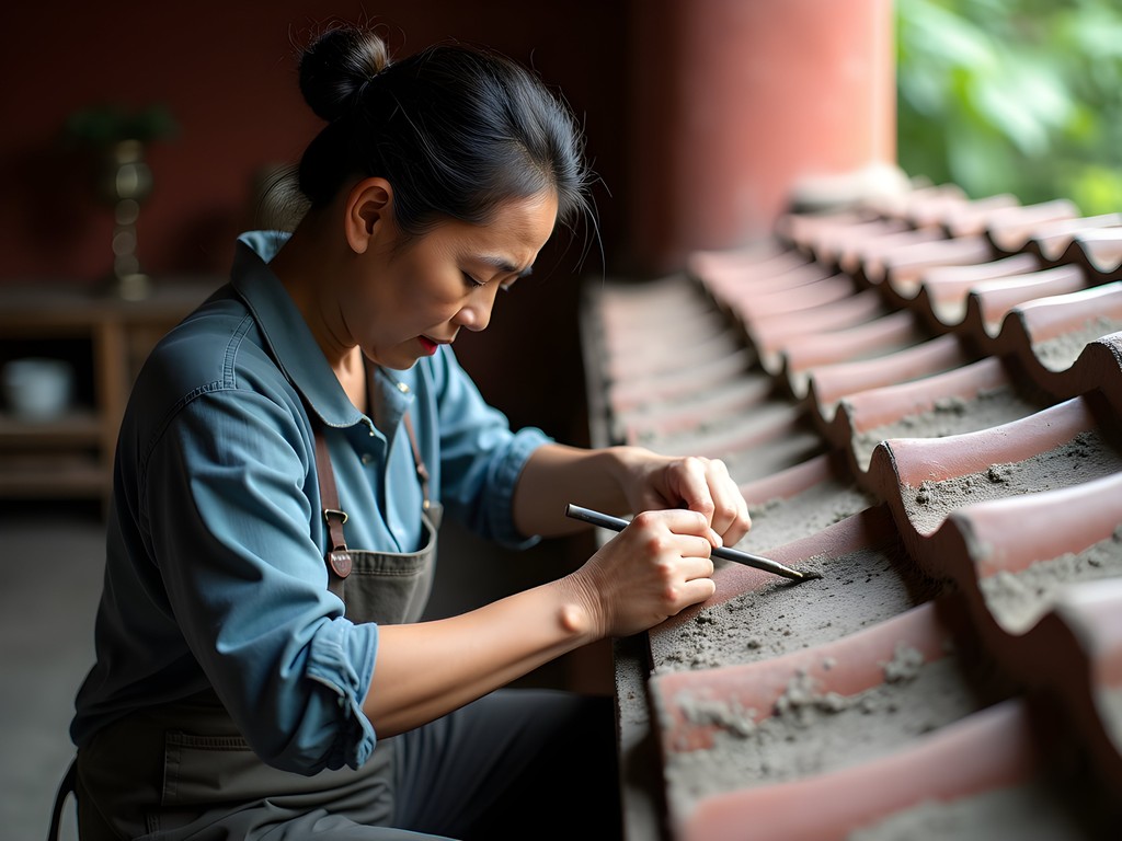 Vietnamese artisan restoring intricate woodwork at Hue Citadel