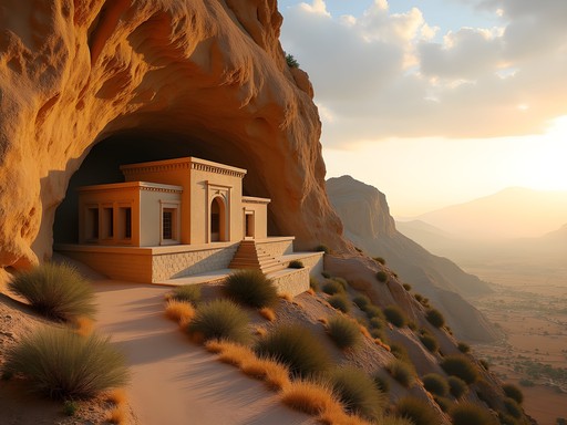Monastery clinging to cliffside on Mount of Temptation with valley views