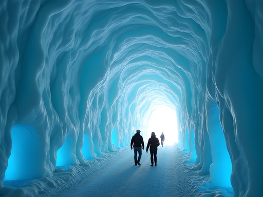 Intricate ice sculptures in Jungfraujoch's historic Ice Palace