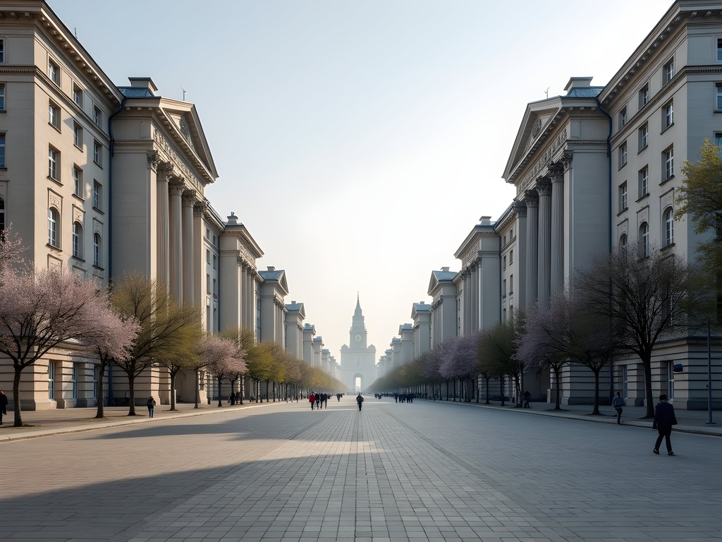 Central Square in Nowa Huta showing grand socialist realist architecture and wide boulevards