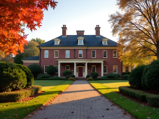 Historic Montpelier Mansion with autumn gardens in Laurel, Maryland