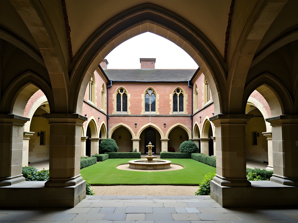 Medieval cloister at The Charterhouse with Tudor brickwork