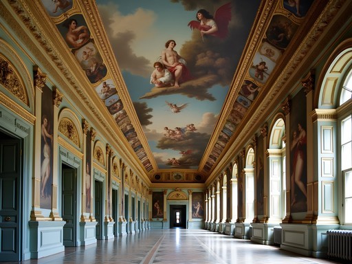 The ornate baroque ceiling of the Painted Hall at Greenwich