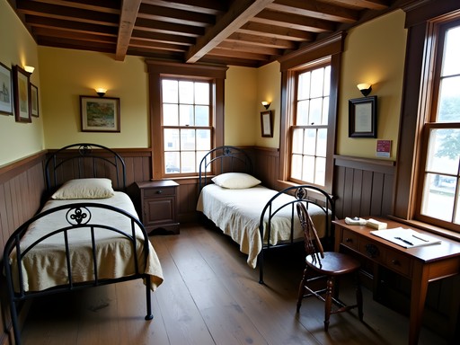 Recreated mill workers' boarding house quarters at Boott Cotton Mills Museum