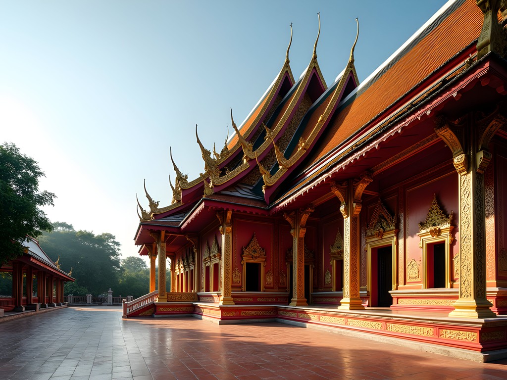 Ornate exterior of Wat Xieng Thong temple in Luang Prabang