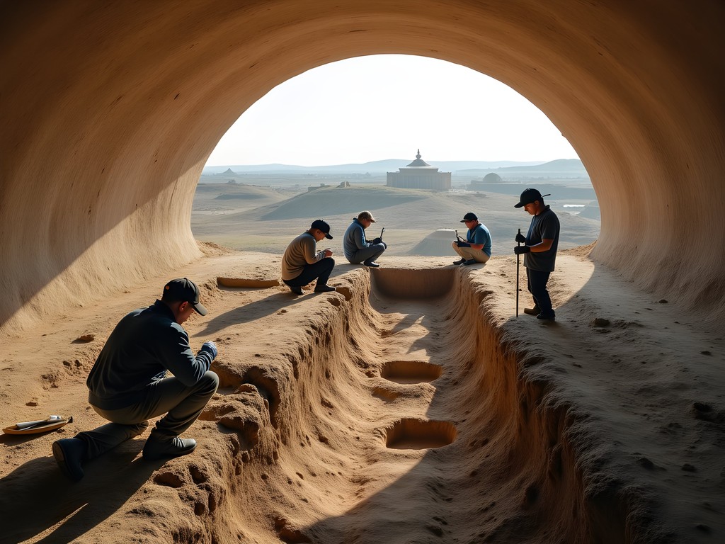Active archaeological excavation under the Archeodome at Mitchell Prehistoric Indian Village