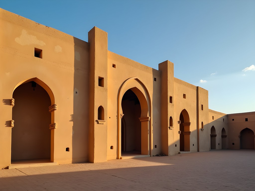 Sudano-Sahelian architecture of Mopti's Great Mosque with distinctive wooden beams