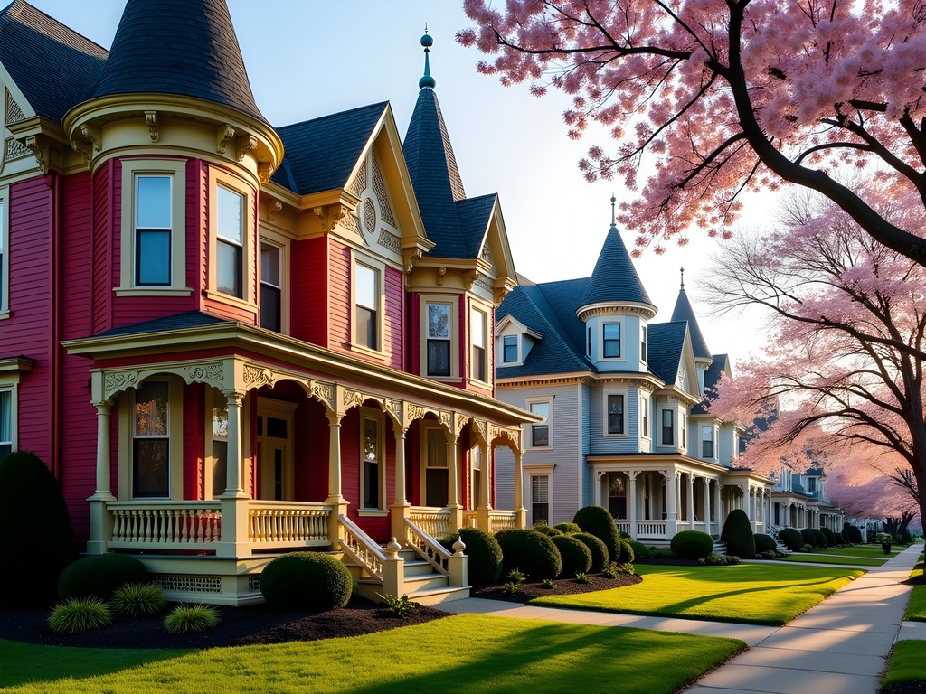 Victorian homes with detailed architecture in Emily Kimbrough Historic District