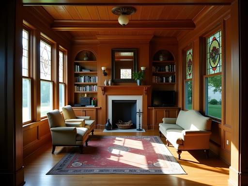 Elegant interior of Oakhurst historic home showing Arts and Crafts style architecture