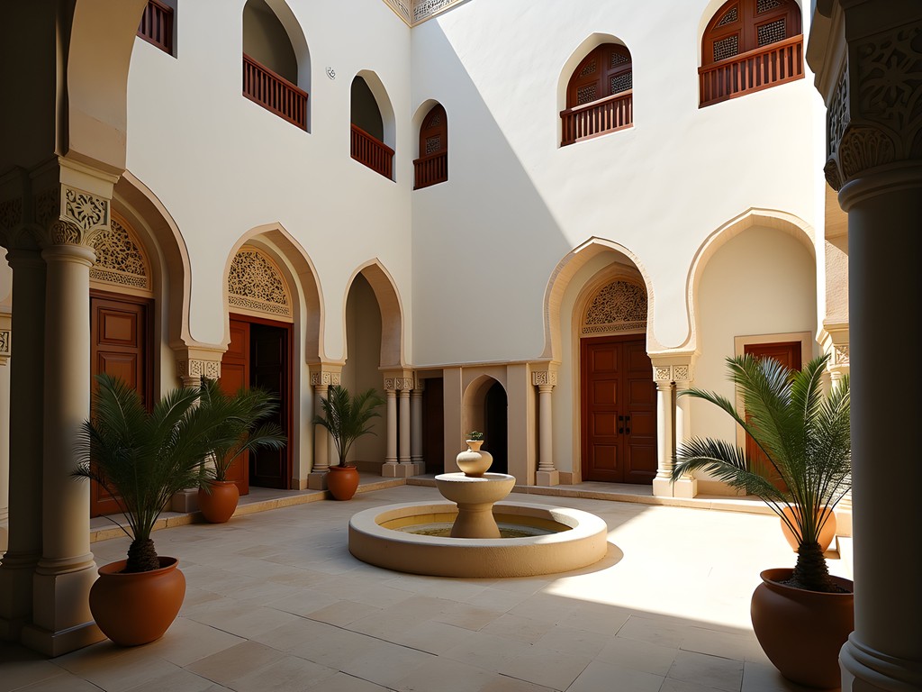 Traditional Omani courtyard in Bait Al Zubair Museum with architectural details