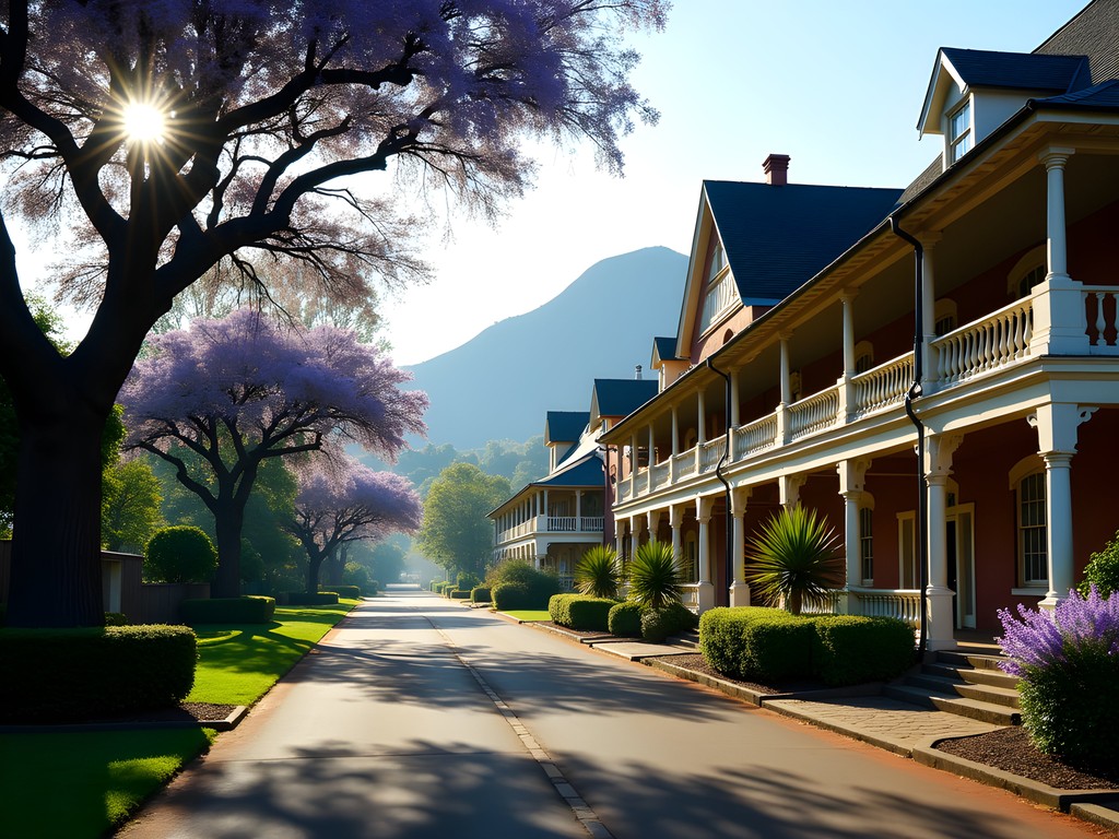 Colonial mansions along Queen's Drive in Mutare with lush gardens