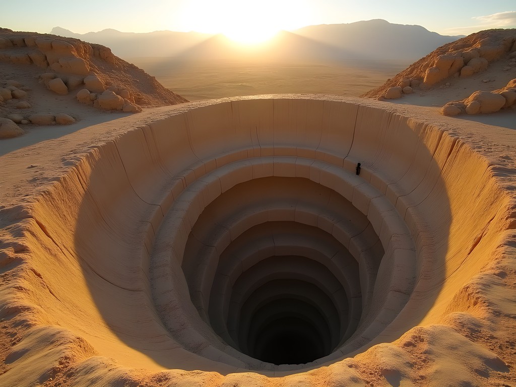 Ancient spiral-shaped Cantalloc Aqueducts in the Nazca desert