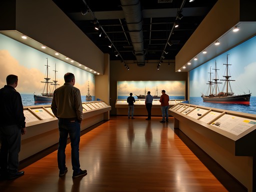 Interactive exhibit at Hampton Roads Naval Museum showing Civil War ironclad ships