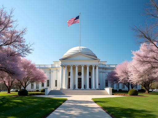 Neoclassical MacArthur Memorial building with American flag in Norfolk