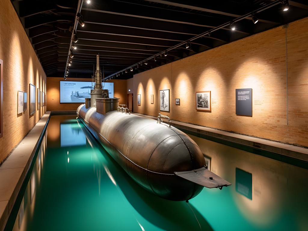 H.L. Hunley submarine preserved in conservation tank at Warren Lasch Conservation Center