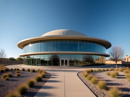 Architectural exterior of the First Americans Museum in Oklahoma City with its distinctive circular design