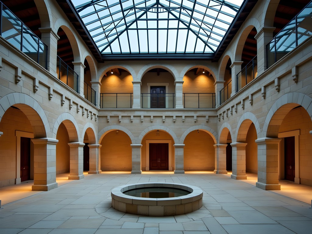 Cella Septichora in Pecs with modern glass roof allowing natural light onto ancient Roman ruins