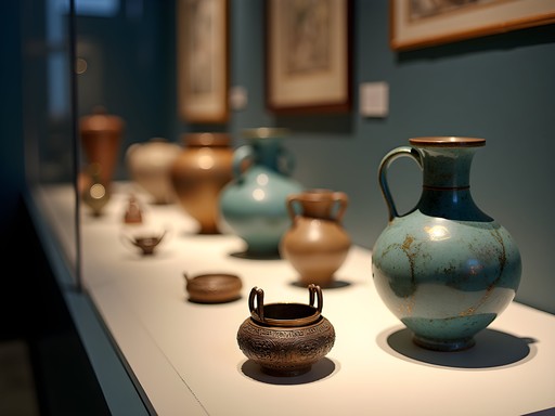 Roman artifacts including glassware and jewelry displayed in Pecs Archaeological Museum