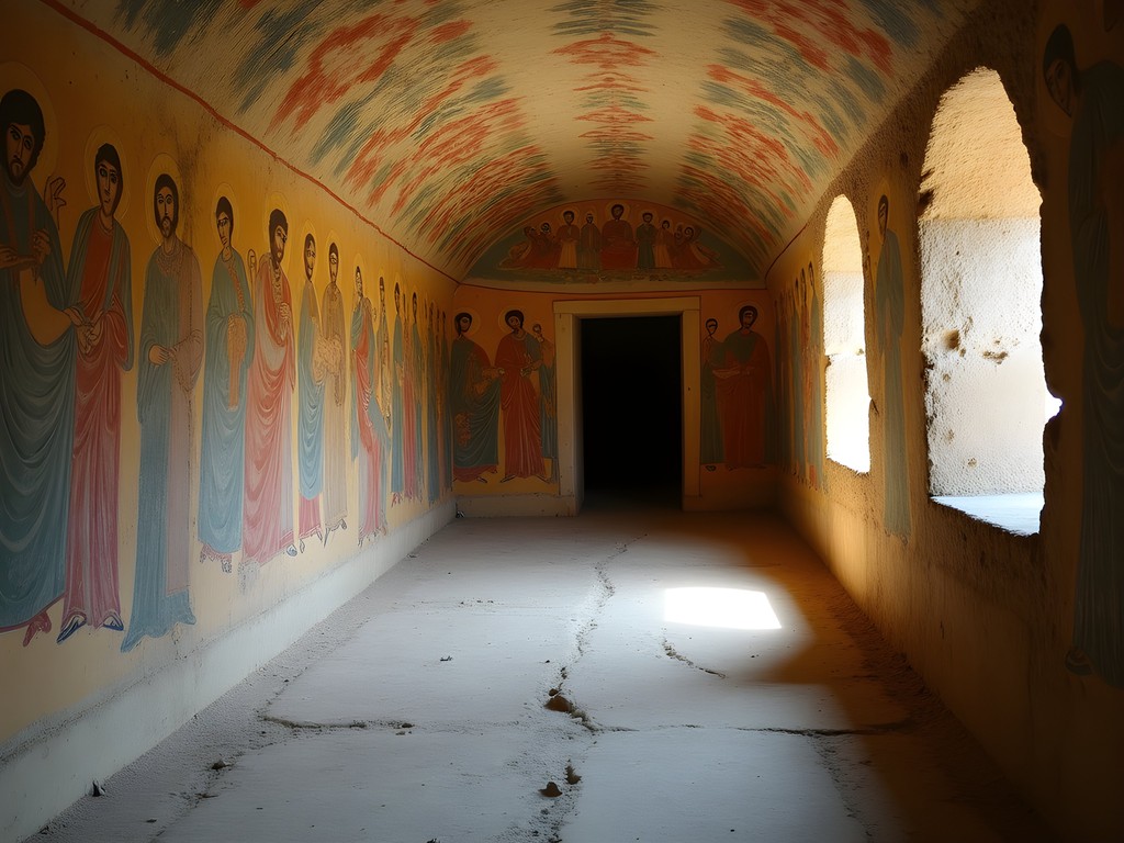 Underground burial chamber with ancient Christian frescoes in Pecs Early Christian Necropolis