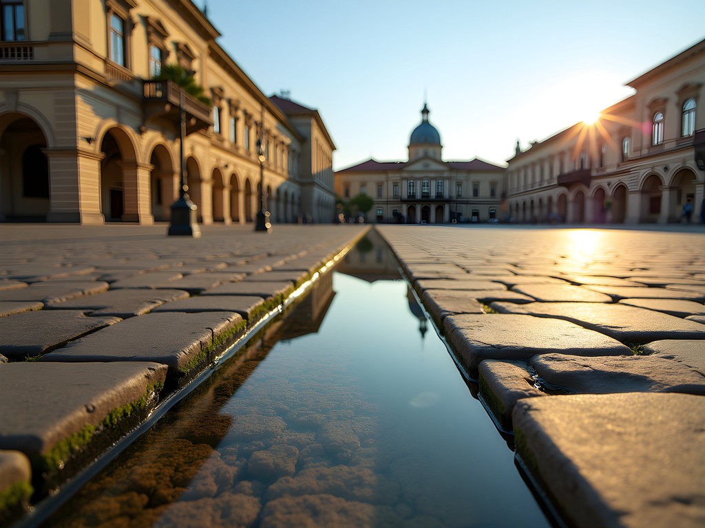 Glass viewing panel in Széchenyi Square showing Roman ruins beneath modern Pecs