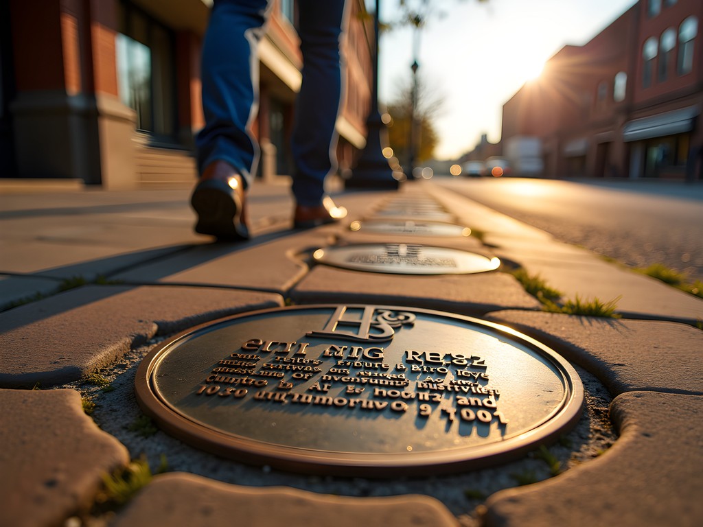 Bronze markers along Pine Bluff's Civil Rights Heritage Trail downtown