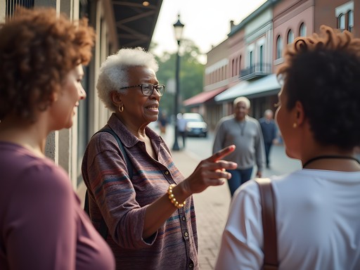 Local elder leading historical walking tour in downtown Pine Bluff