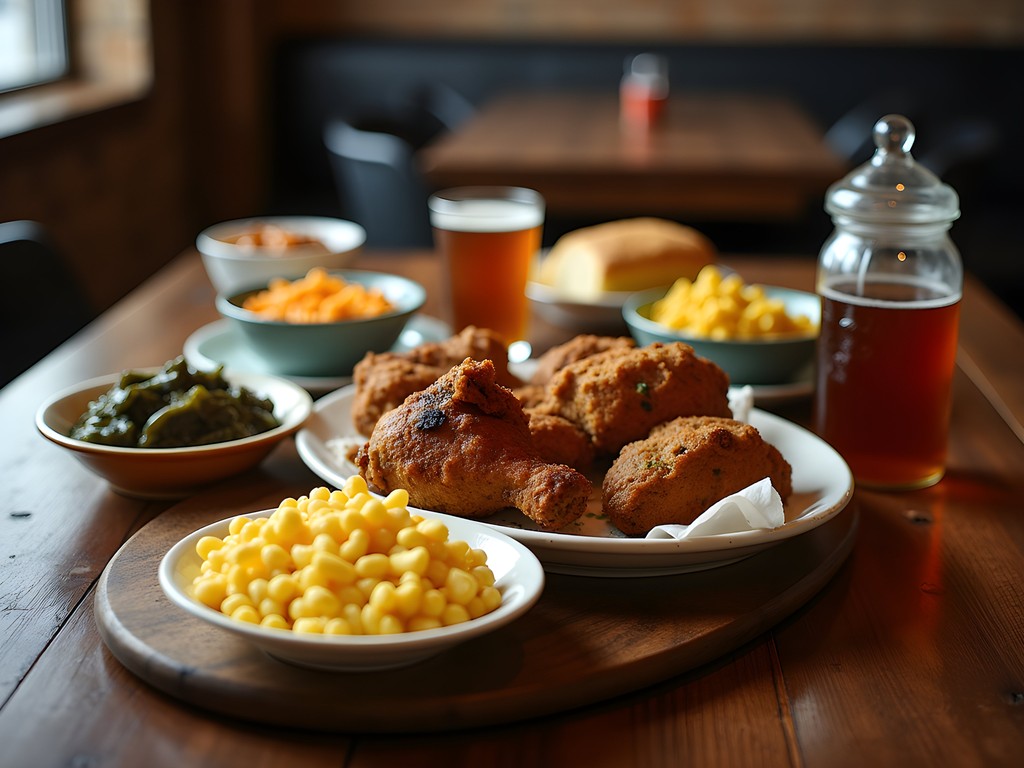 Traditional soul food spread at local Pine Bluff restaurant