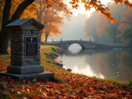 Historic Founder's Brook monument in Portsmouth marking the first settlement site