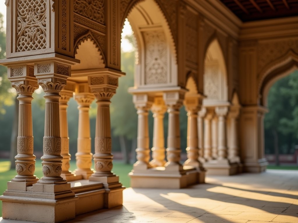 Intricate architectural details of arches and latticework at Aga Khan Palace