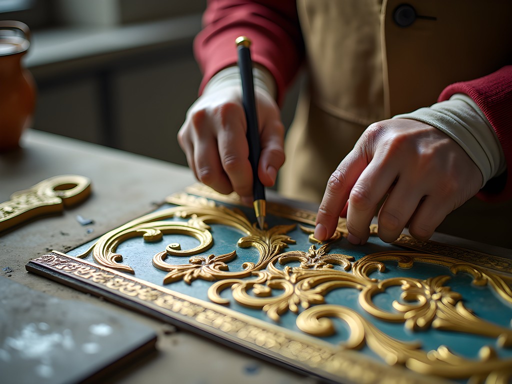 Conservators carefully restoring ornate Baroque details on the interior of Braga Cathedral