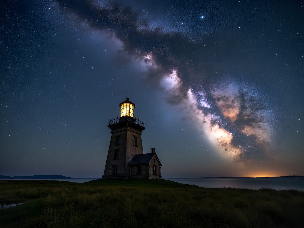 Milky Way galaxy over Sõrve lighthouse on Saaremaa island