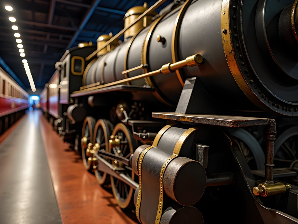 Restored vintage locomotive at the California State Railroad Museum in Sacramento