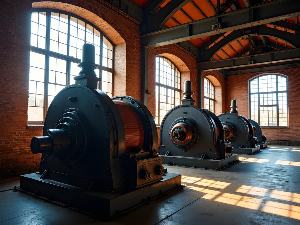 Historic generators at Folsom Powerhouse State Historic Park near Sacramento