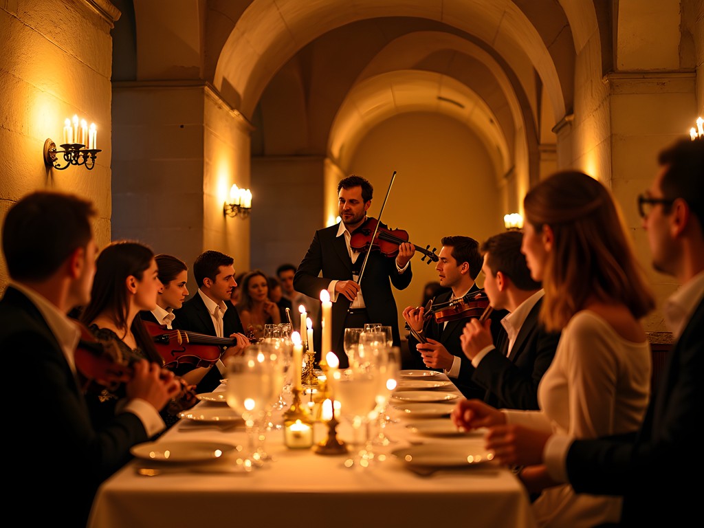 Candlelit Mozart Dinner Concert with period-costumed musicians at St. Peter's Stiftskeller in Salzburg